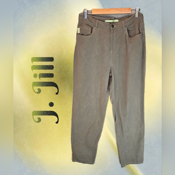 J. Jill Womens Pants Sz 12 Khaki Color High Rise Wide Thru Leg Taper Bottom - Picture 1 of 14